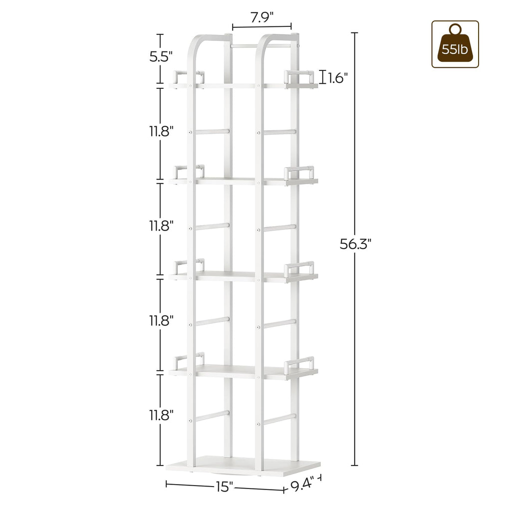 5 Tier Rotating Corner Bookshelf White J2468