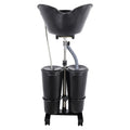 Portable Shampoo Bowl with Dual Buckets, Adjustable Height, Electric Pump, Foot Pedal Control, Black U9950
