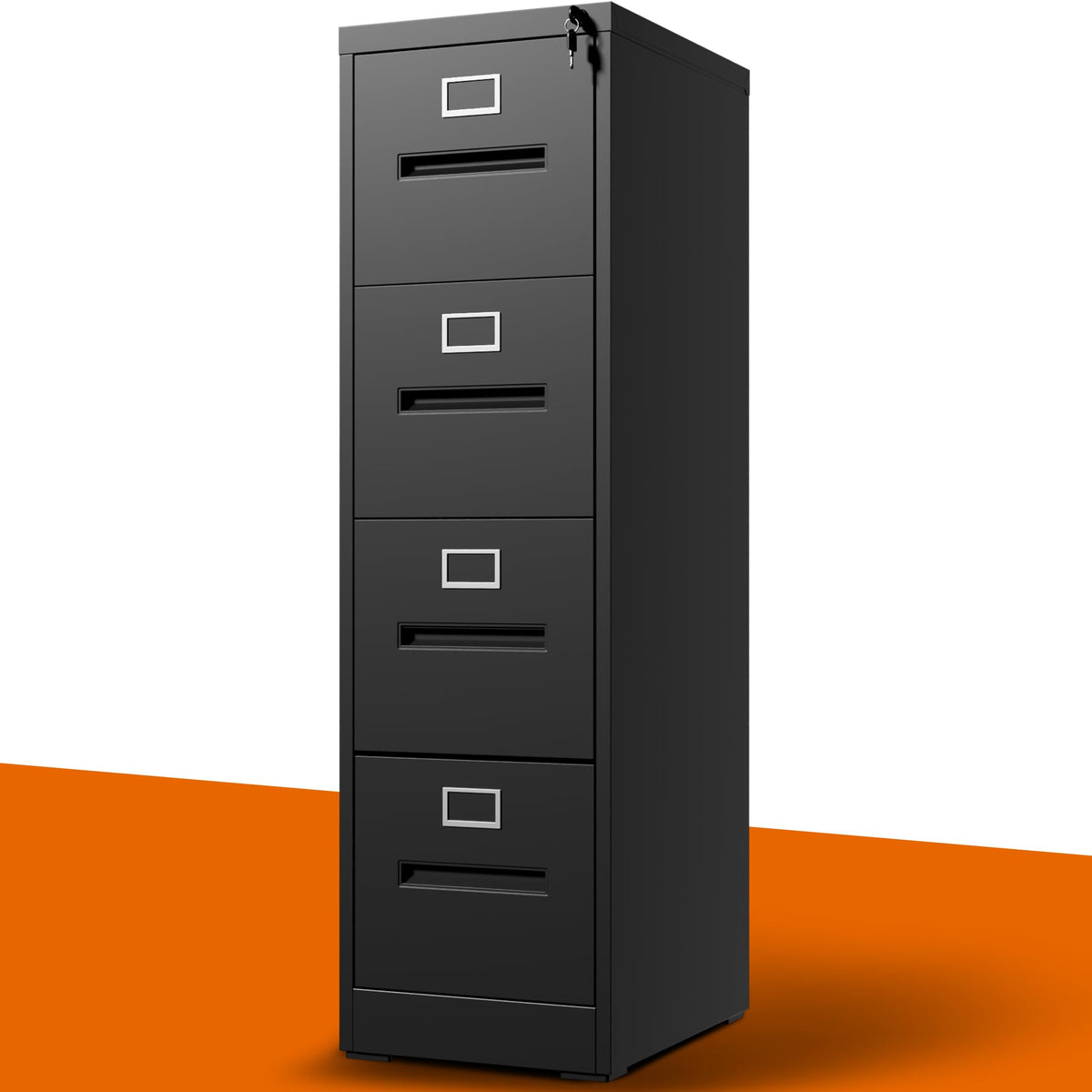 Black 4 Drawer Metal File Cabinet with Lock Q940