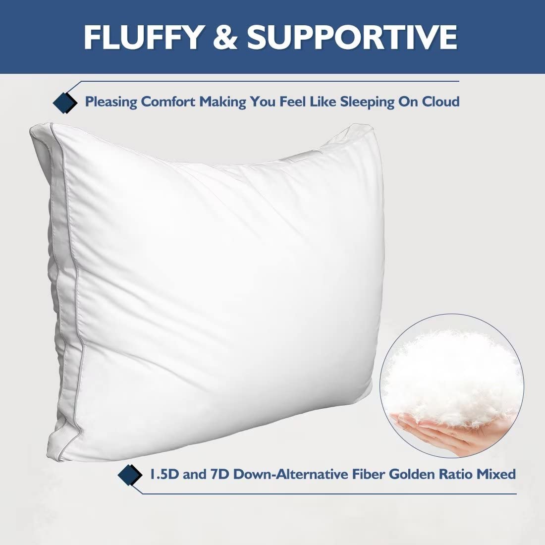 King Size Set of 2 Down Alternative Bed Pillows A59306