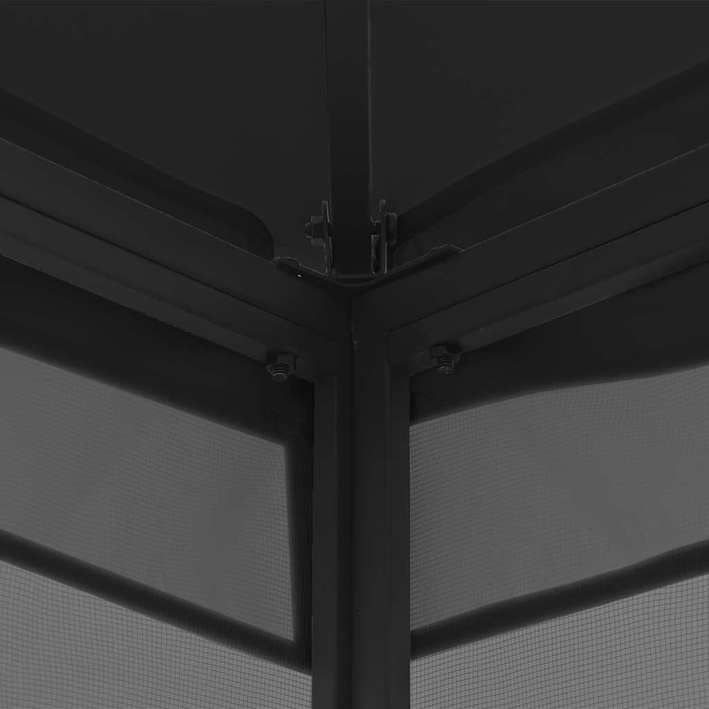 9.8'x9.8'x8.7' Anthracite Gazebo with Nets and Steel Frame J265