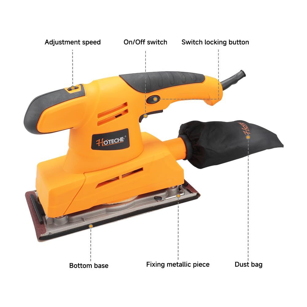 3.17 Amp Variable Speed Orbital Sander with Dust Bag N385