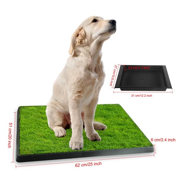 Indoor Outdoor Dog Potty with Artificial Turf Grass Mat 25x20 in U473440