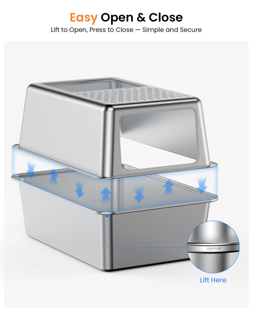 Stainless Steel Enclosed Cat Litter Box with Lid L98988