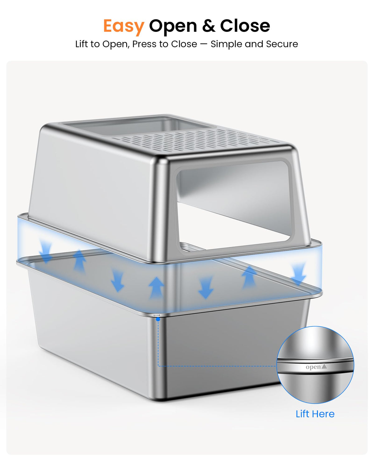 Stainless Steel Enclosed Cat Litter Box with Lid L98988