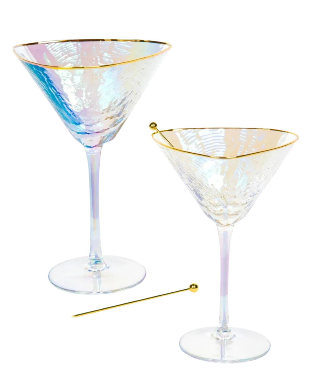 Iridescent Handmade Hammered Martini Glasses Set of 2 U824764