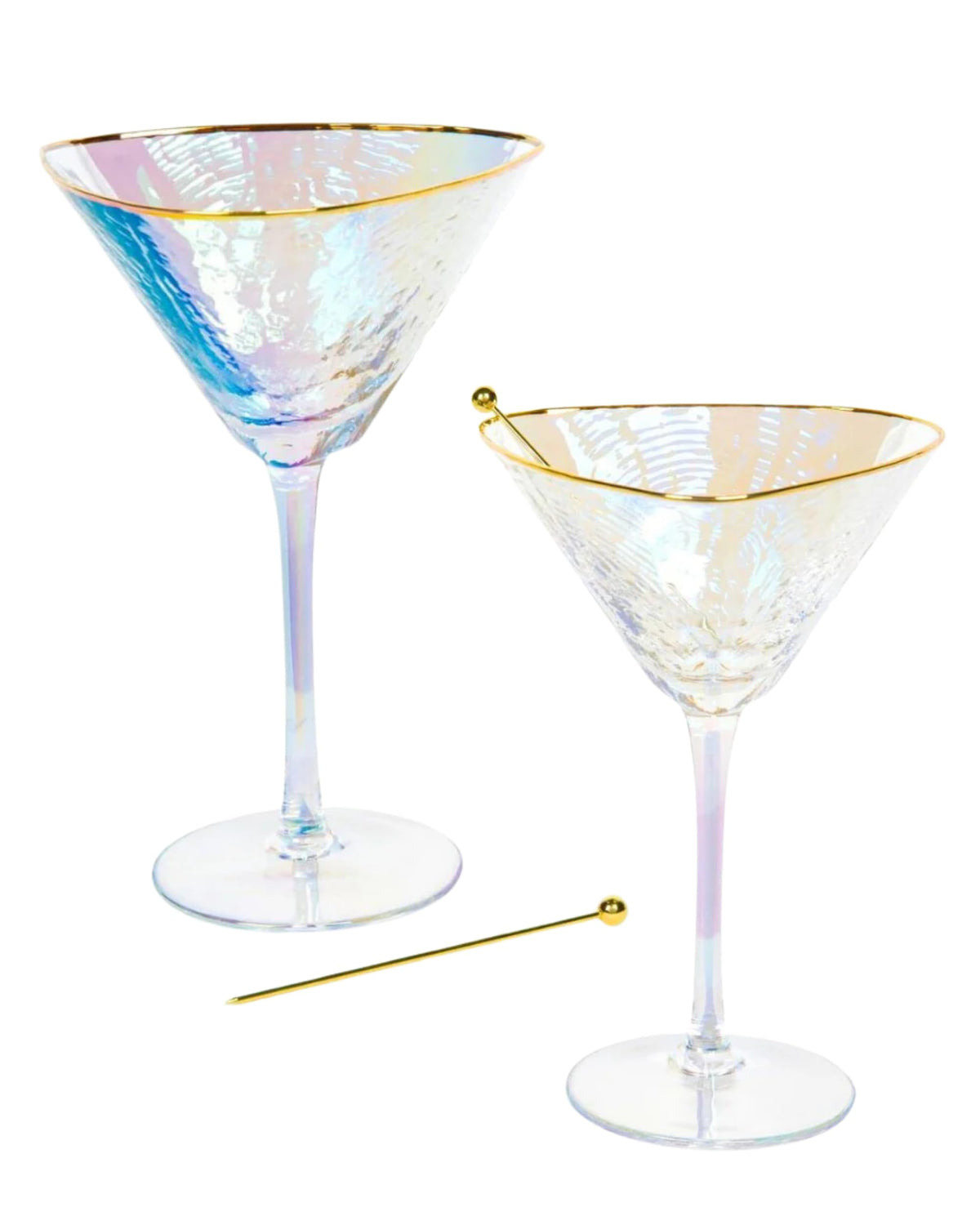 Iridescent Handmade Hammered Martini Glasses Set of 2 U824764