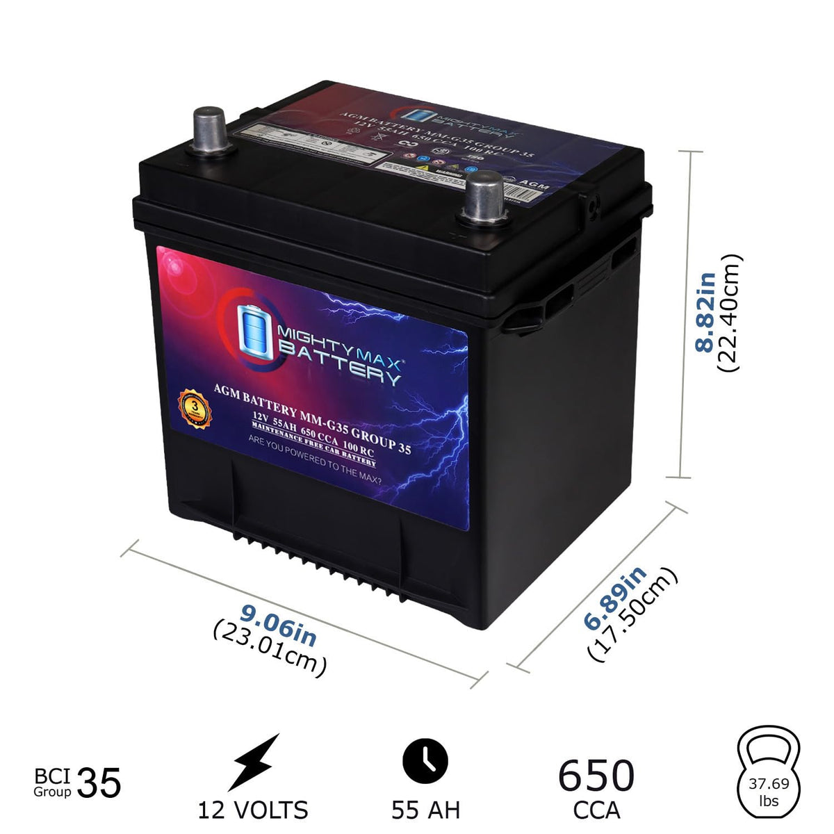 12V 55Ah AGM Replacement Battery B562