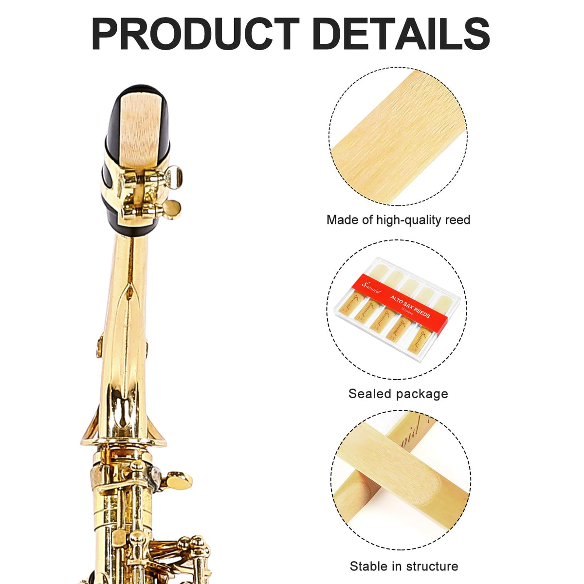 10 Pack Strength 1.5 Alto Saxophone Reeds with Plastic Box B2914