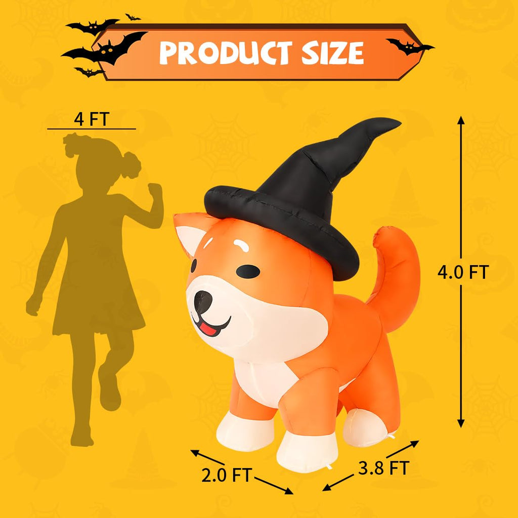4 FT Halloween Inflatable Corgi Dog Outdoor Decorations T69412