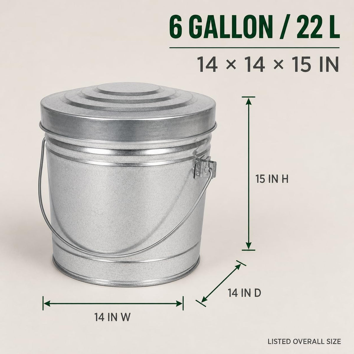 6 Gal Galvanized Steel Storage Can D7750
