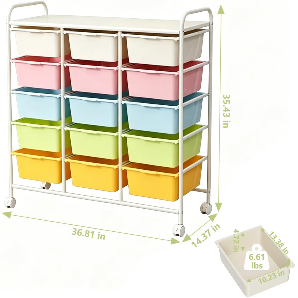 15 Drawer Rolling Storage Cart with Wheels O548941