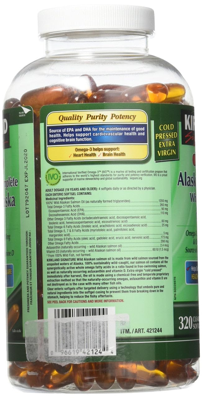 Wild Alaskan Salmon Oil 1200mg 320 Enteric Coated Softgels I4543