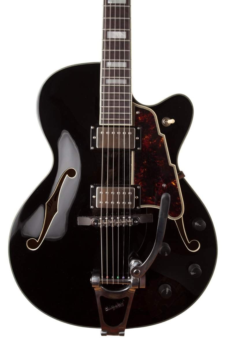 Black Archtop Hollowbody Electric Guitar U290826
