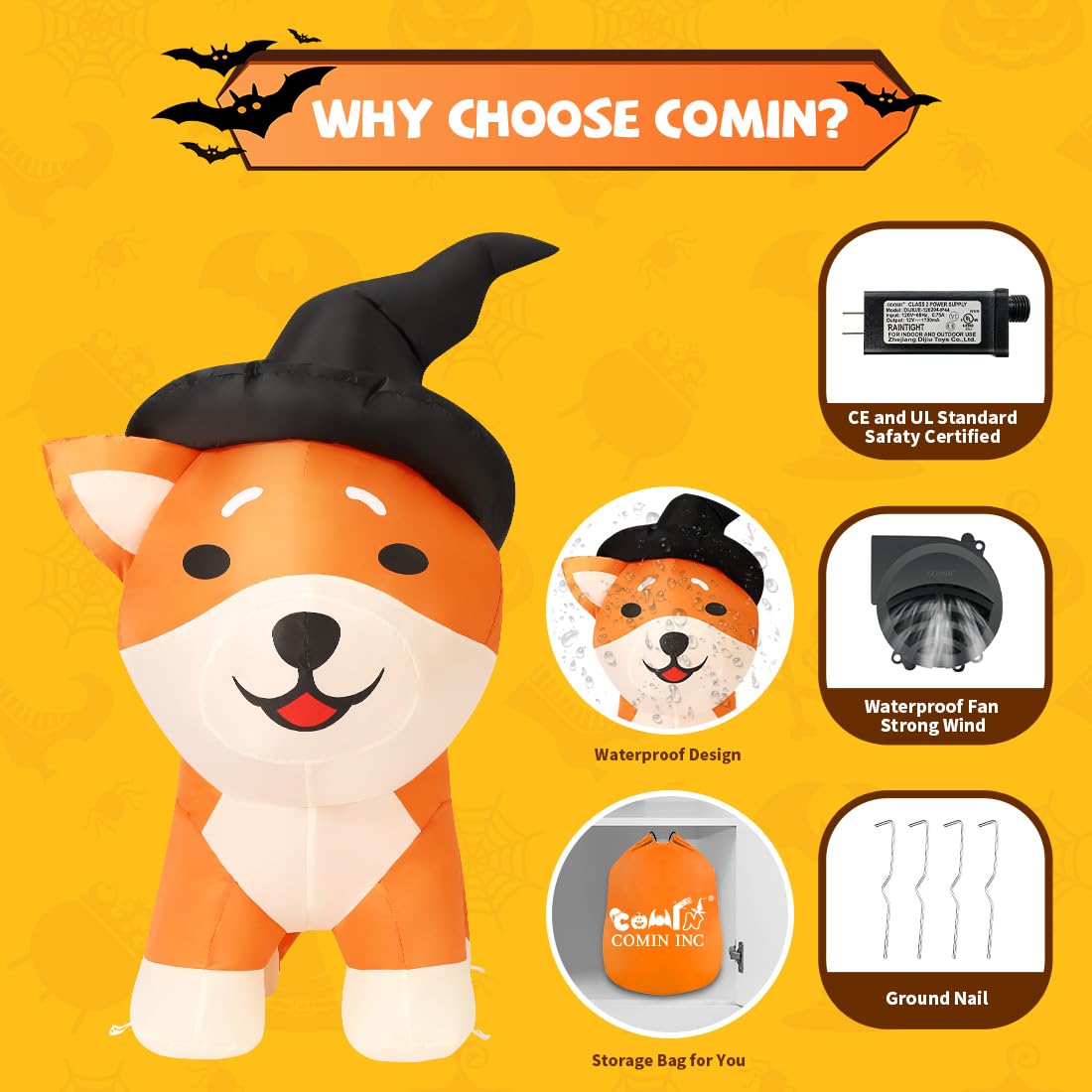4 FT Halloween Inflatable Corgi Dog Outdoor Decorations T69412