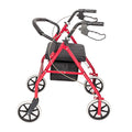 Red Height Adjustable Steel Rolling Walker with Seat U471378