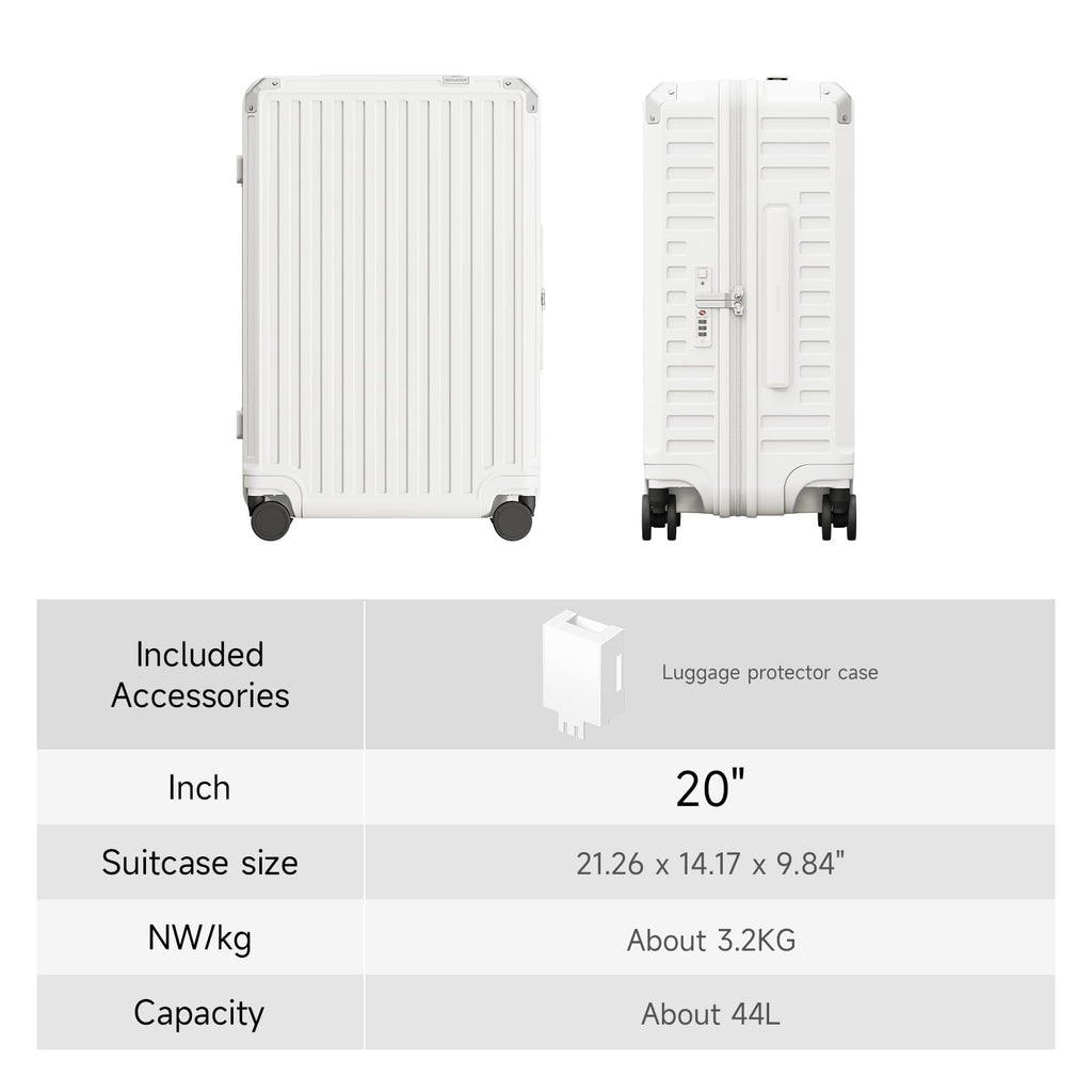 20 inch White Hardside Carry on Luggage with Spinner Wheel E783