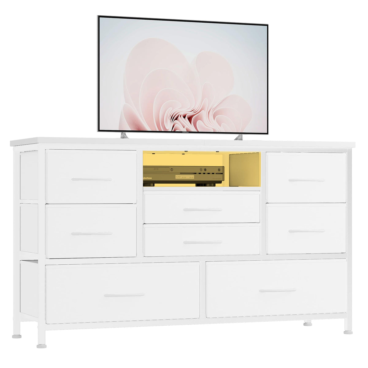 8 Drawer LED TV Stand Dresser with Charging Station E54170