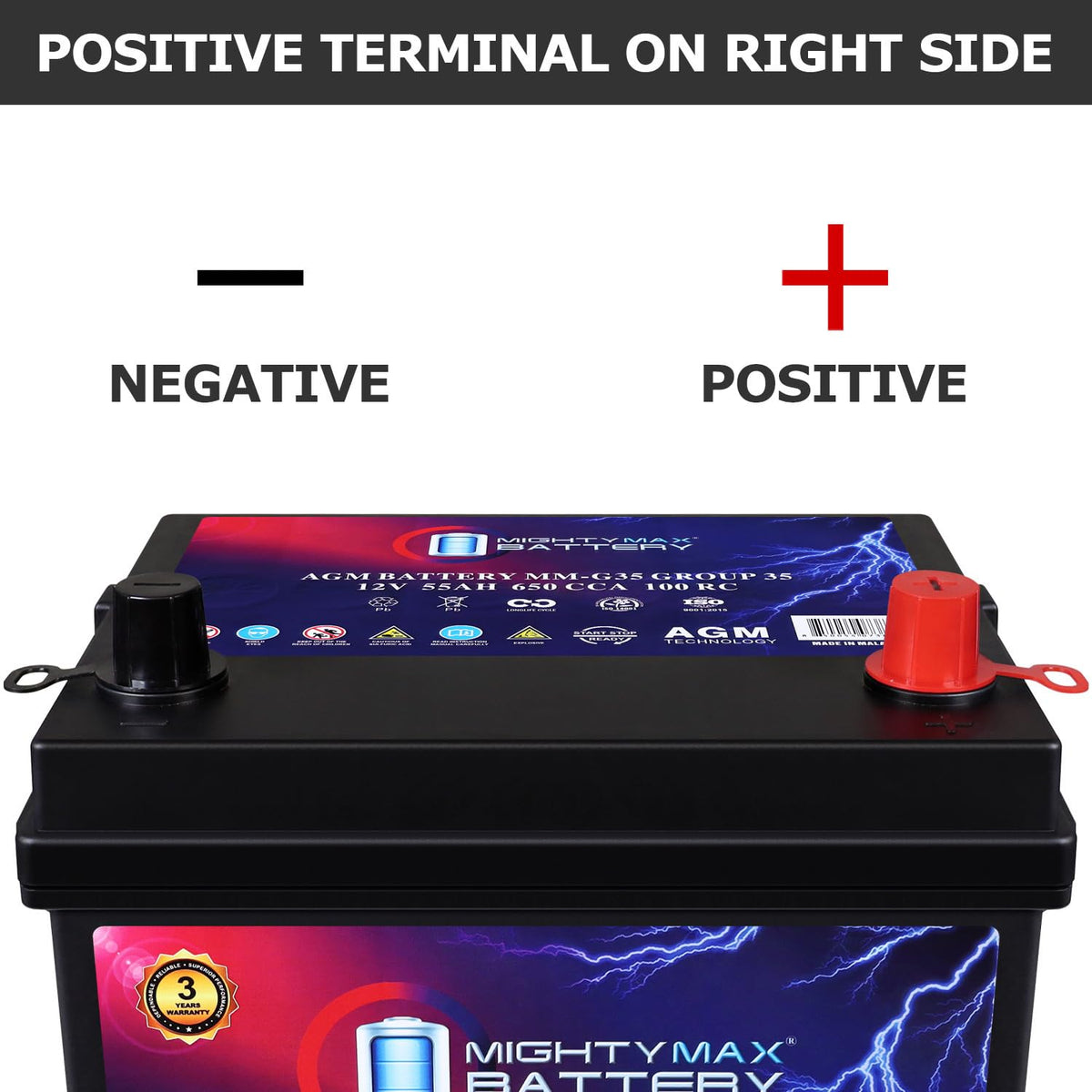 12V 55Ah AGM Replacement Battery B562