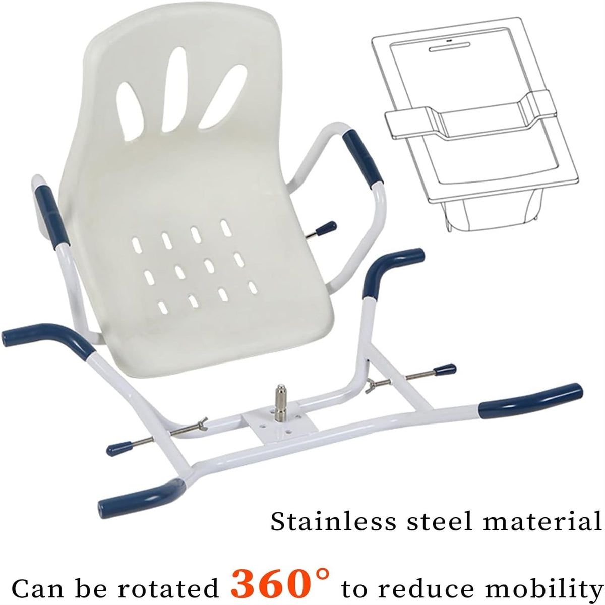 Rotating Shower Stool Seat with Arms and Back Support T91972