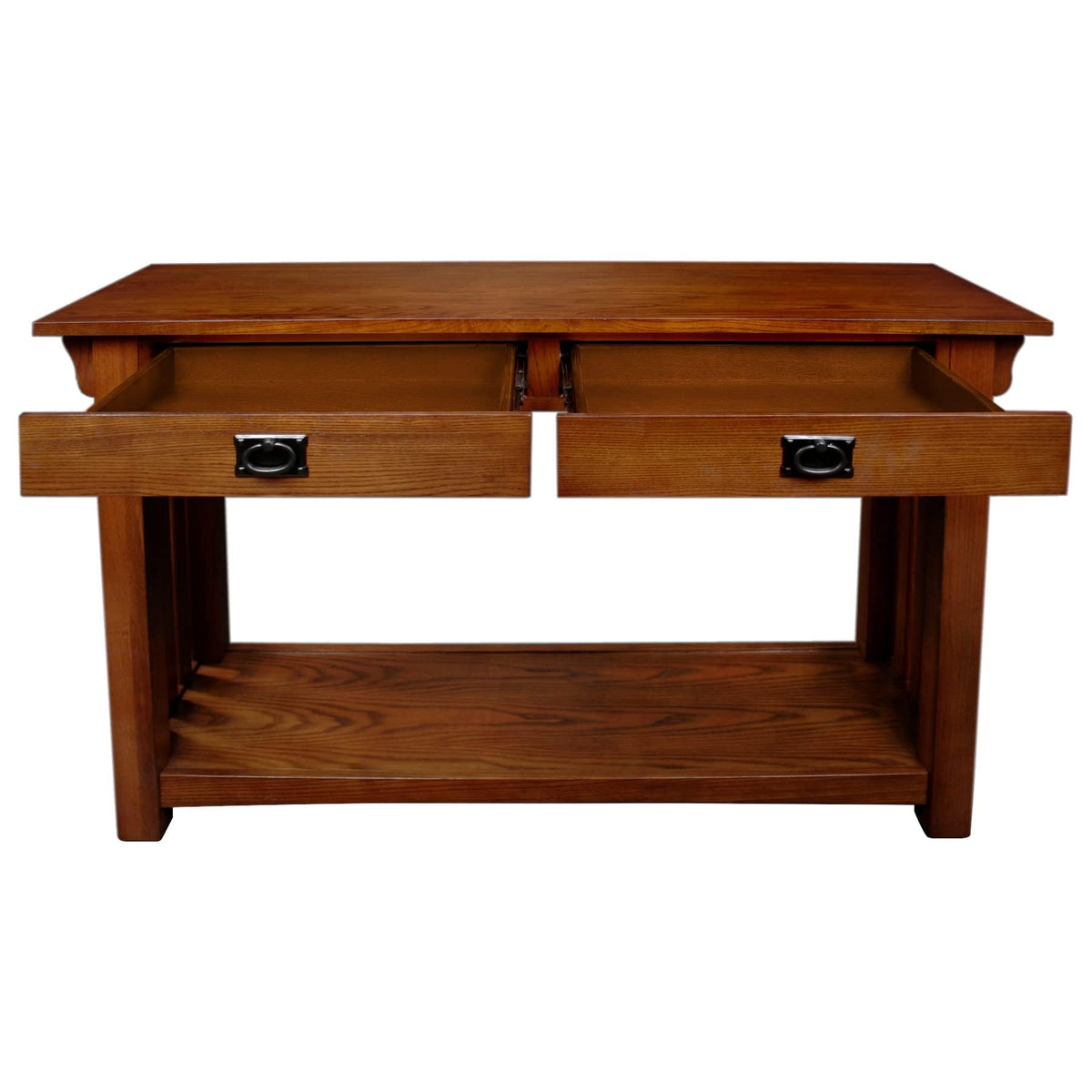 Transitional Solid Ash Console Table with 2 Drawers B547