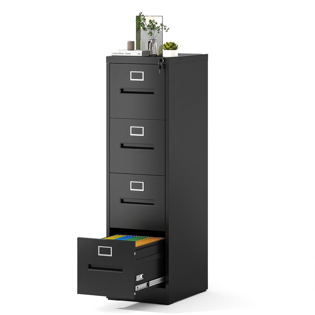 Black 4 Drawer Metal File Cabinet with Lock Q940