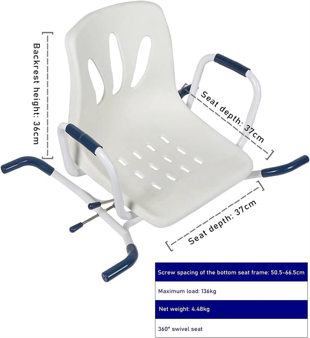 Rotating Shower Stool Seat with Arms and Back Support T91972