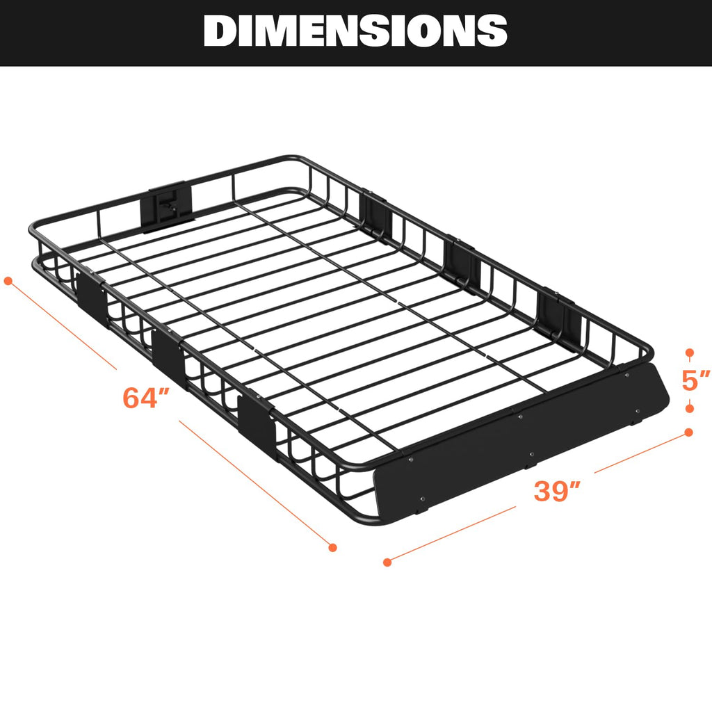 64" x 39" x 5" 200lb Heavy Duty Roof Rack Carrier Basket with Waterproof Bag B79296
