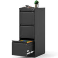3 Drawer Black Metal File Cabinet with Lock C56447