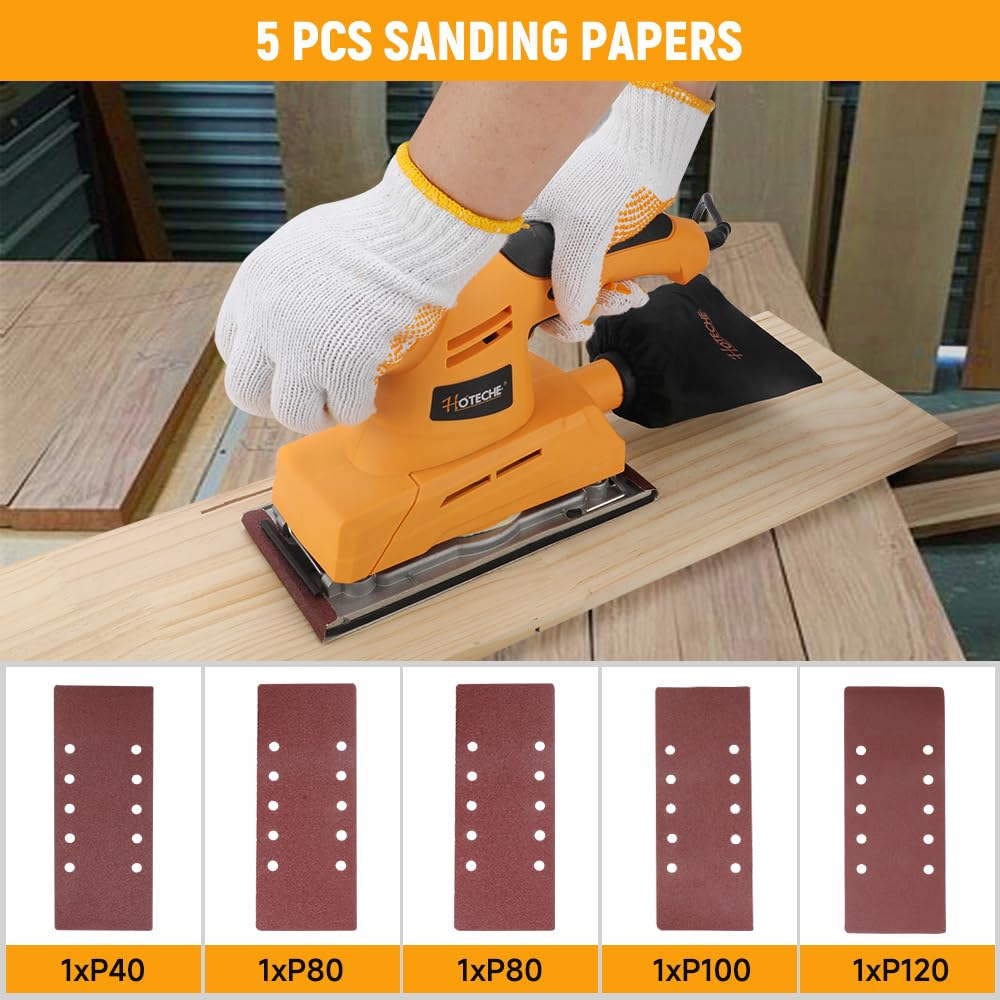 3.17 Amp Variable Speed Orbital Sander with Dust Bag N385