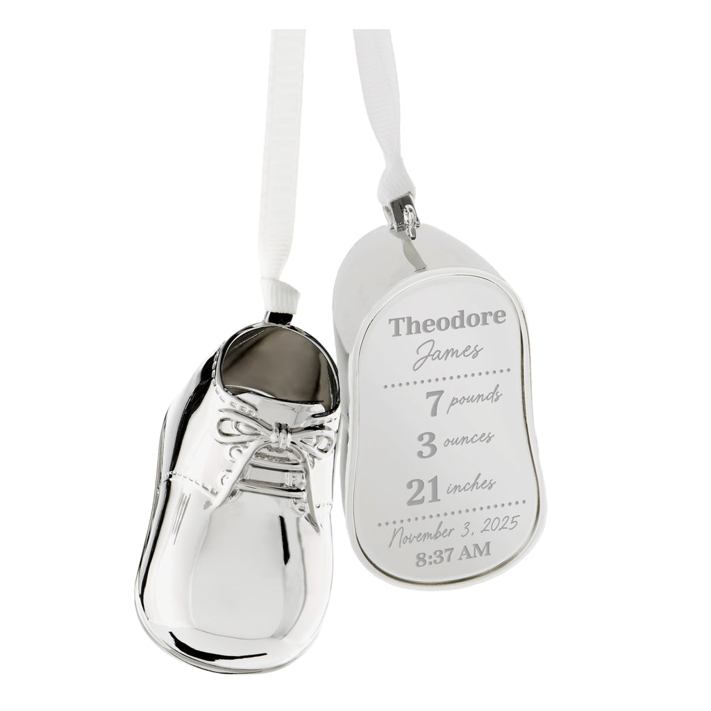 Silver Baby Bootie Metal Christmas Ornament P570626