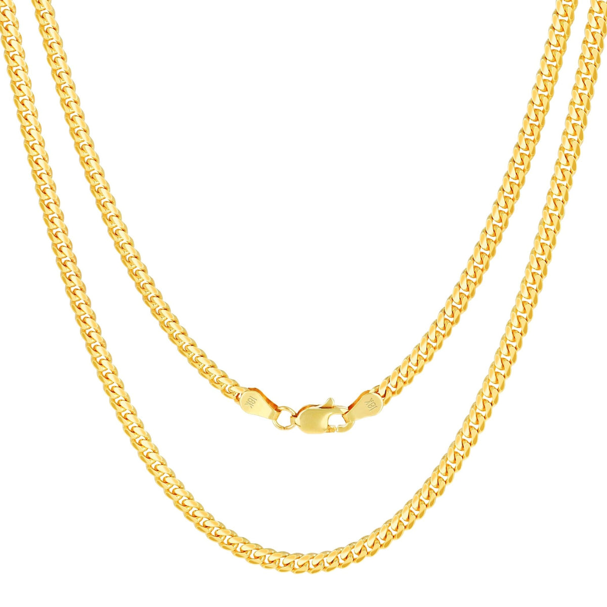 18k Yellow Gold Cuban Link Chain Necklace B40171