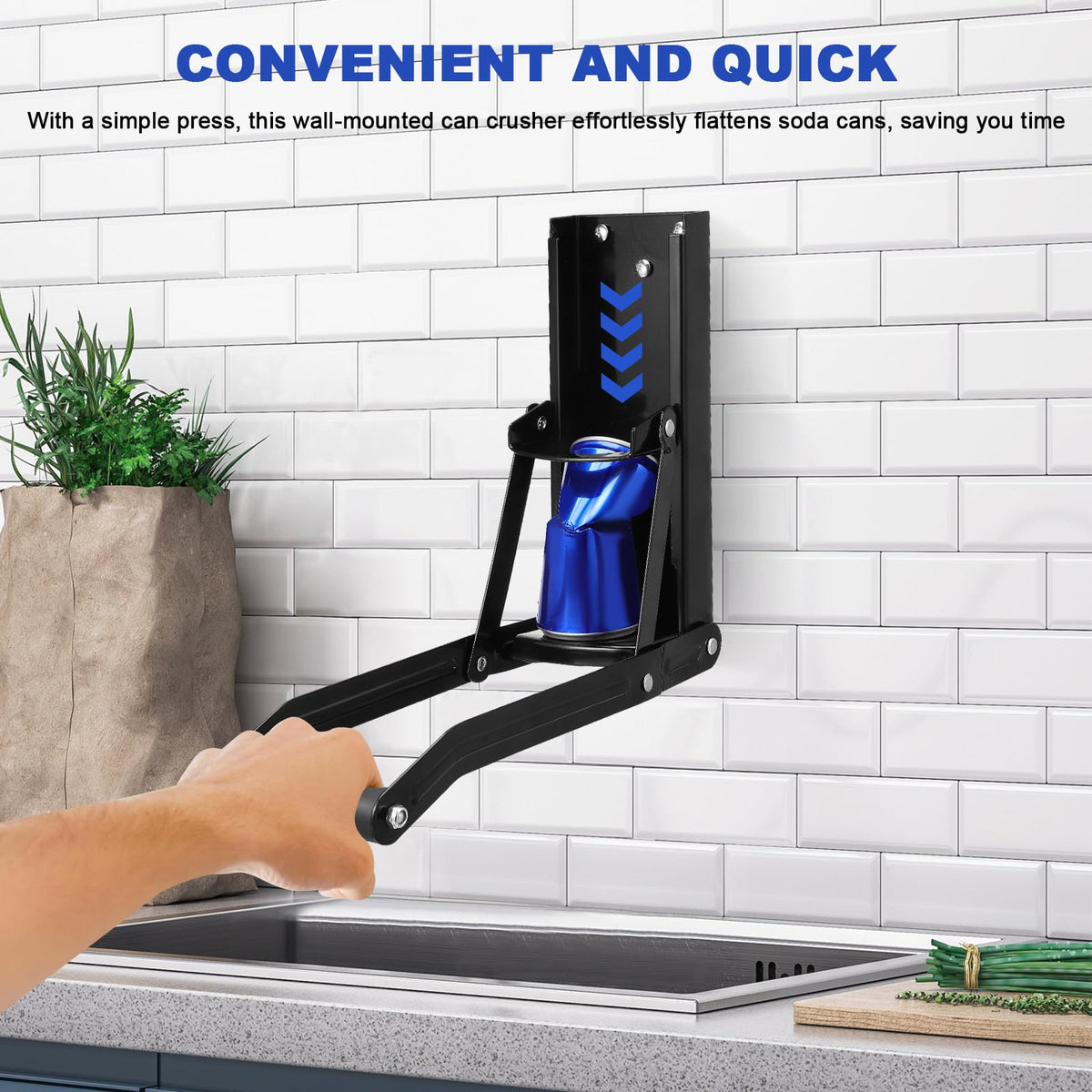 Heavy Duty Wall Mounted Soda Can Crusher with Bottle Opener U877