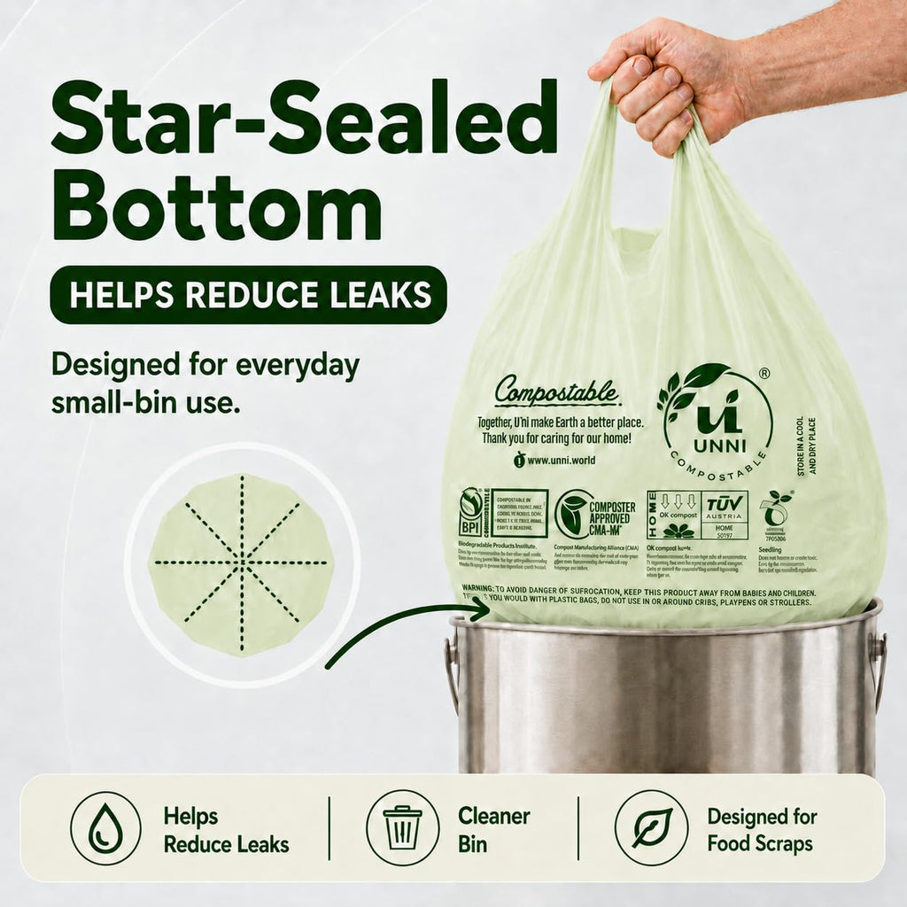 1.6 Gallon Compostable Bags with Easy-Tie Handles, 50 Count O40787