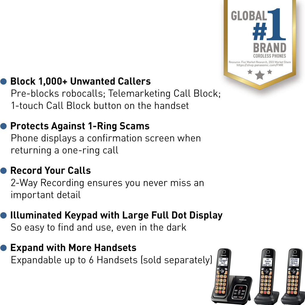Cordless Phone with Answering Machine, 3 Handset D649261