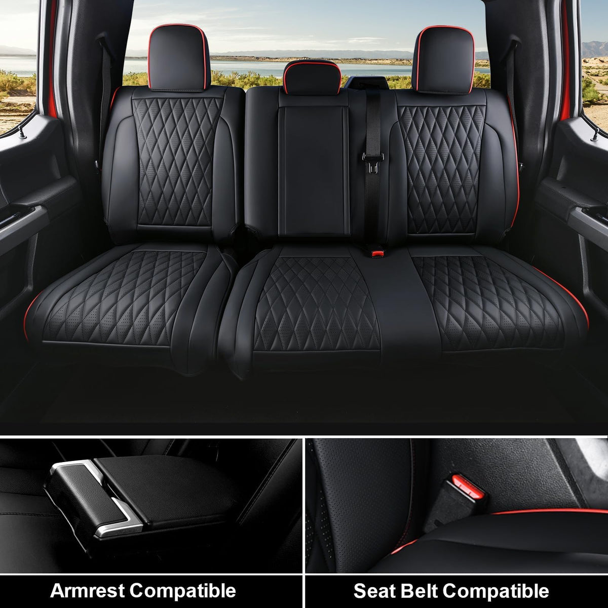 Leather Seat Covers Full Set Waterproof Custom Fit I15477