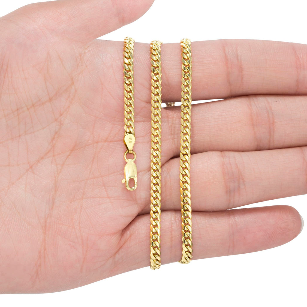 18k Yellow Gold Cuban Link Chain Necklace B40171