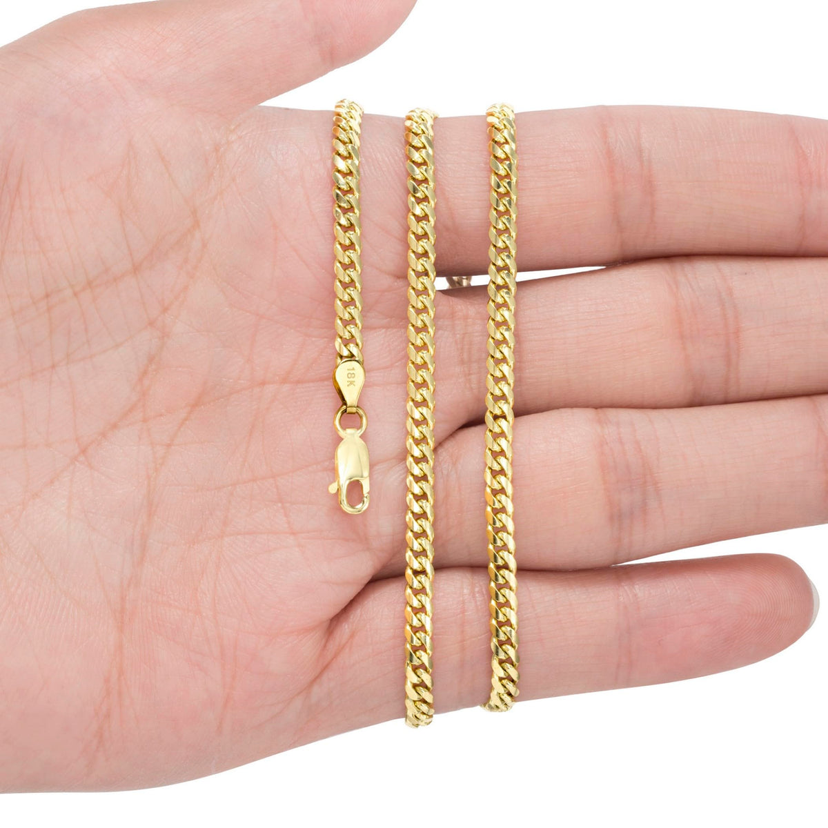 18k Yellow Gold Cuban Link Chain Necklace B40171