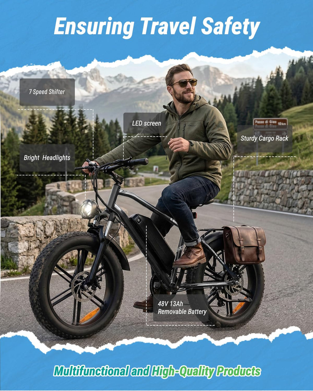 1000W Peak Electric Mountain Bike 48V 13Ah L878