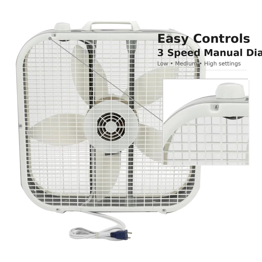 20 Inch 3 Speed Portable Floor Fan with Removable Grill, White A761