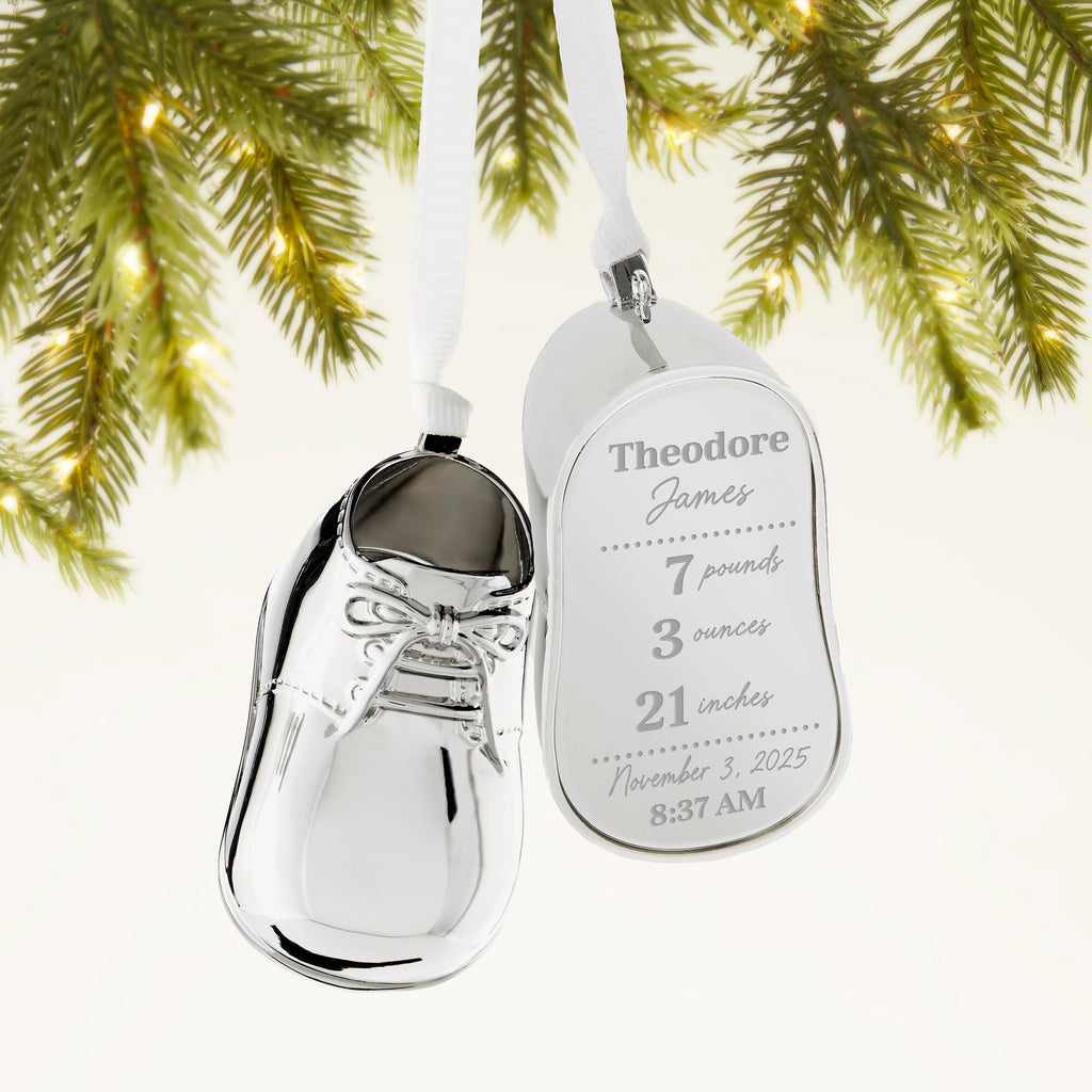 Silver Baby Bootie Metal Christmas Ornament P570626