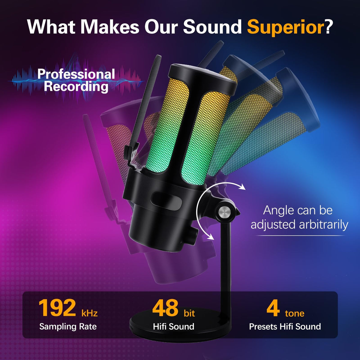 USB Condenser Microphone with Quick Mute, Pop Filter, Shock Mount K78547