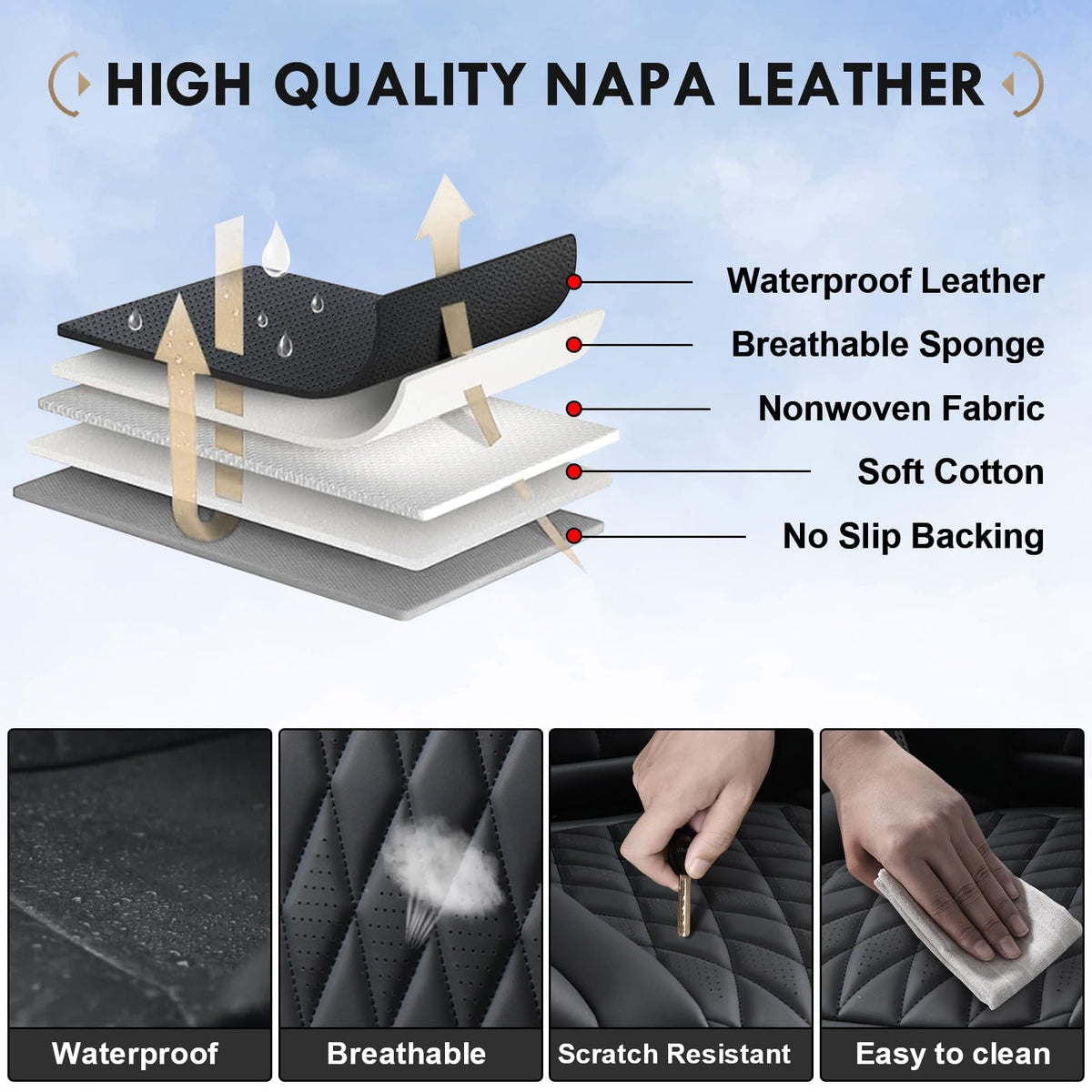 Leather Seat Covers Full Set Waterproof Custom Fit I15477