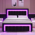 Full Size Velvet Upholstered Bed Frame with LED Lights R70114