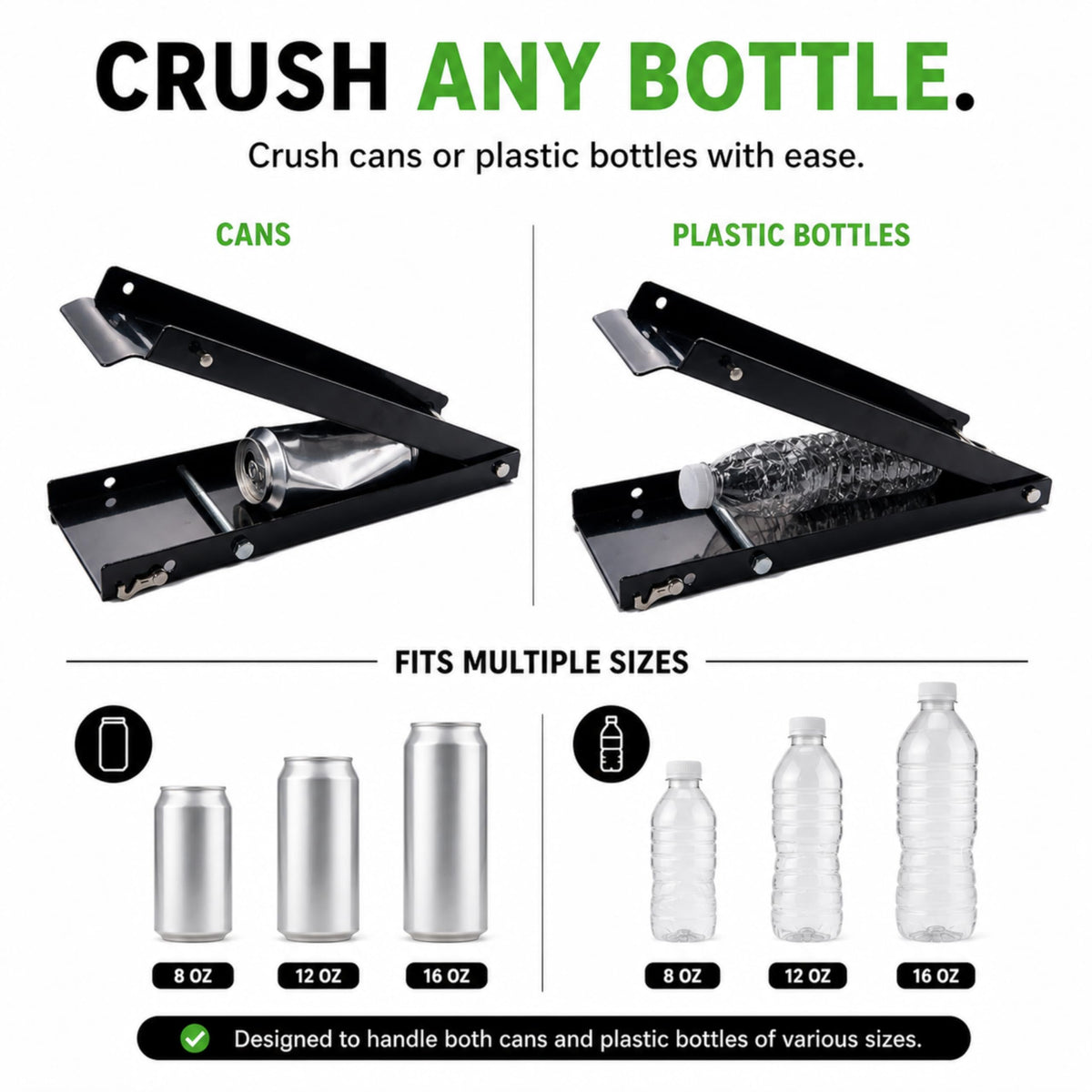 Heavy Duty Aluminum Foldable Can Crusher with Non-Slip Base P17576