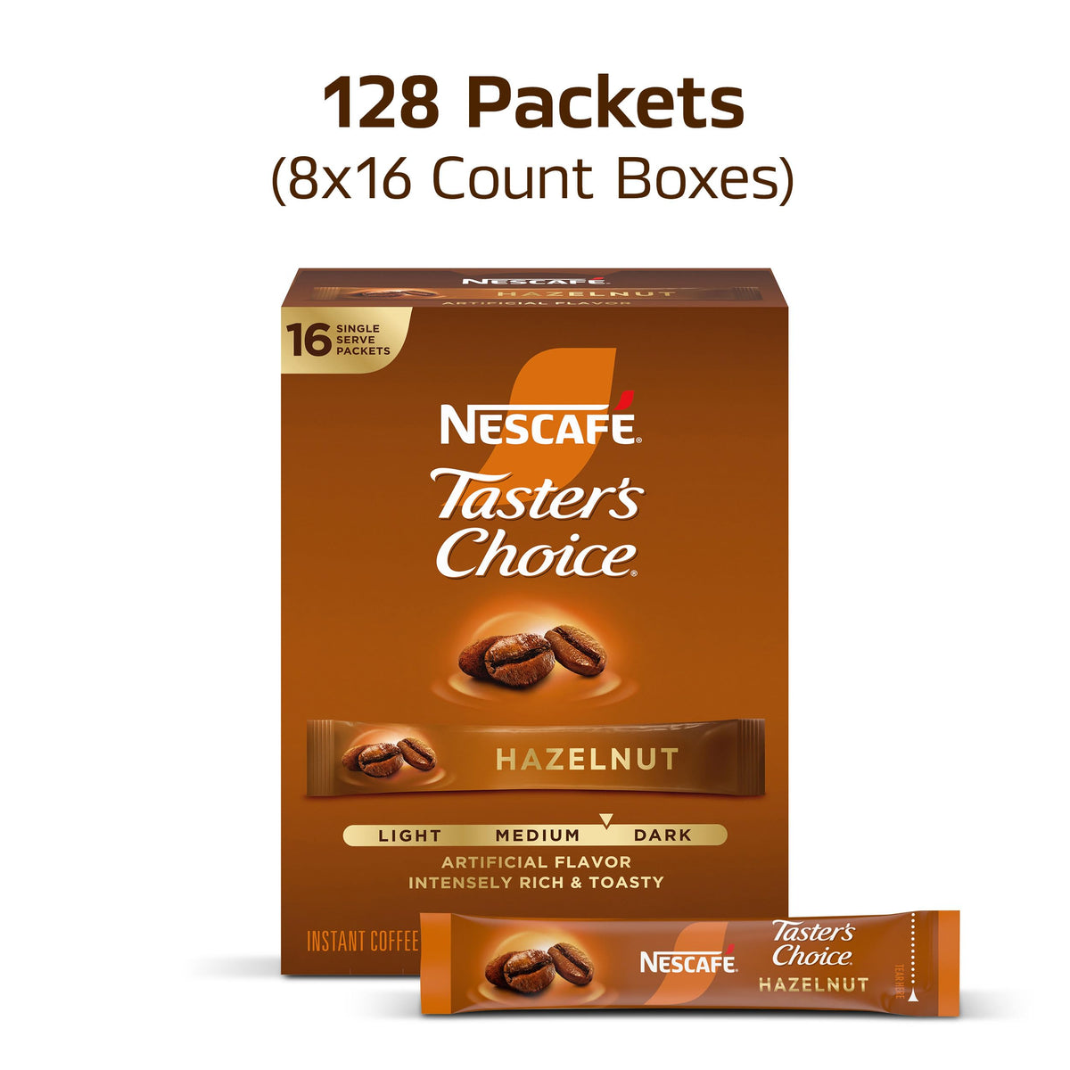 Hazelnut Flavored Coffee 8 Boxes 128 Packets E282508