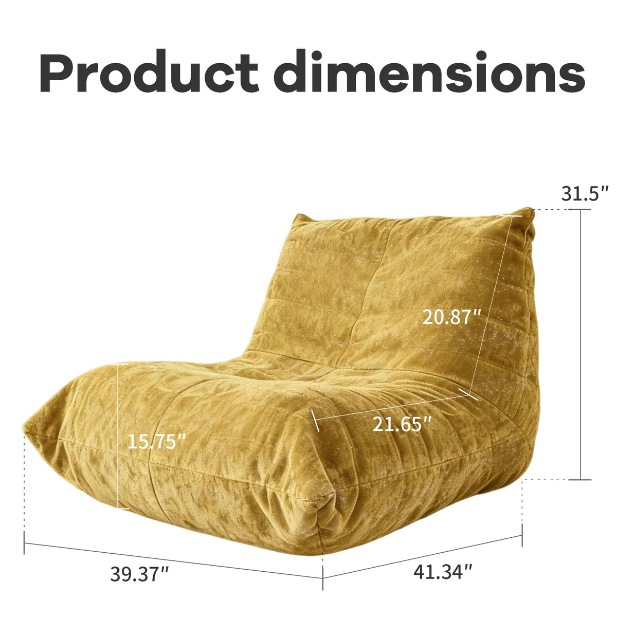 Yellow Memory Foam Bean Bag Chair D7324