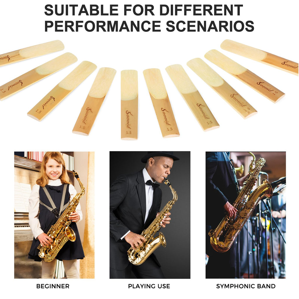 10 Pack Strength 1.5 Alto Saxophone Reeds with Plastic Box B2914