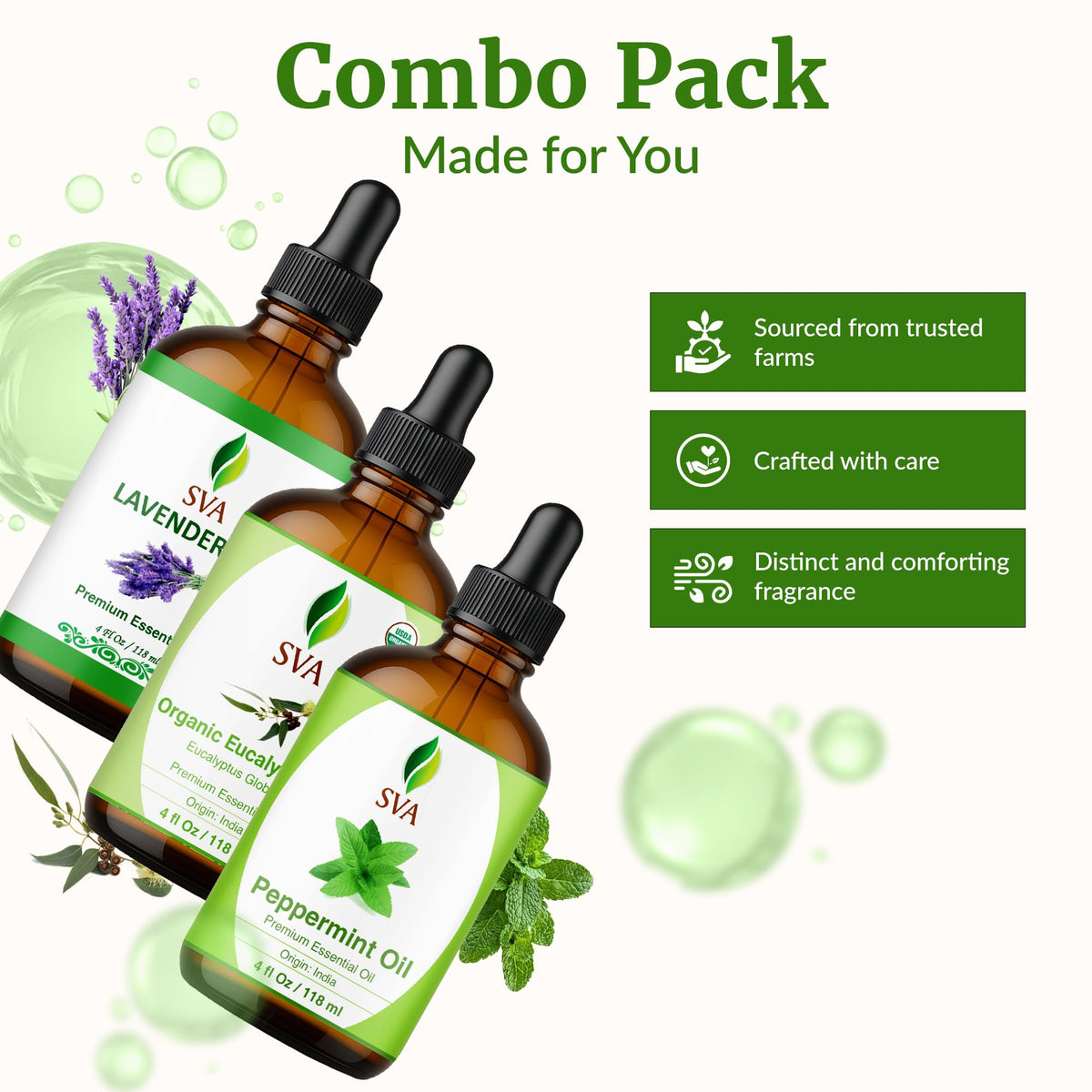 Mint & Lavender Glass Bottles with Droppers 4 Fl oz U35795