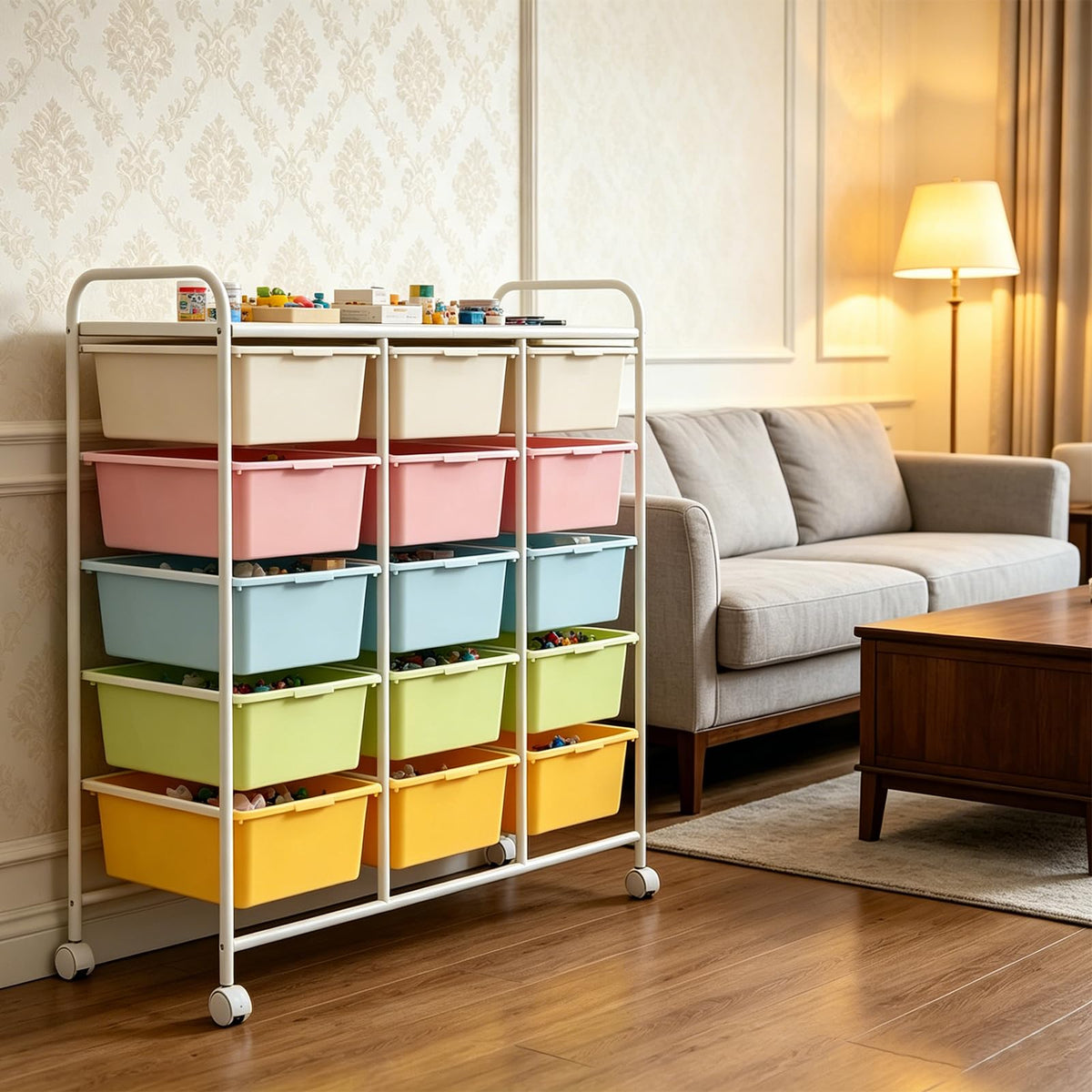 15 Drawer Rolling Storage Cart with Wheels O548941